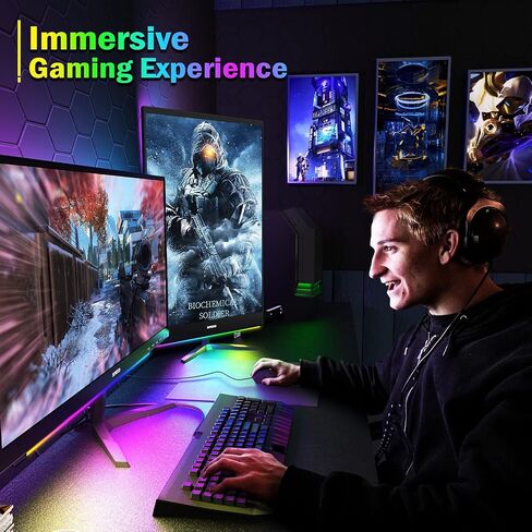 Under Monitor Light Bar, RGB Screenbar Light Desk Lamp Computer, Dimmable LED with Dynamic Rainbow Effect, Gaming USB Powered, Remote Control Color Changing, Adjustable Brightness and Speed in Saudi Arabia