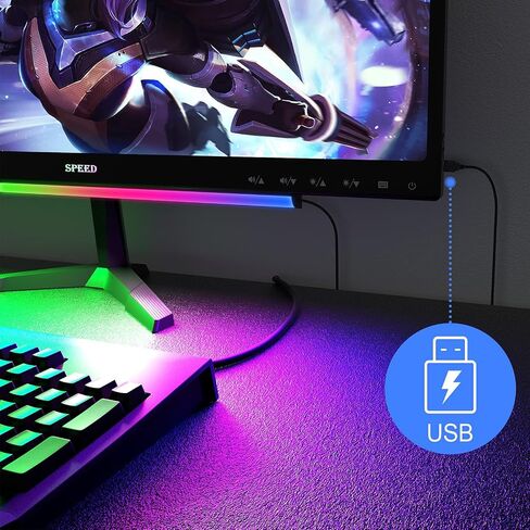 Under Monitor Light Bar, RGB Screenbar Light Desk Lamp Computer, Dimmable LED with Dynamic Rainbow Effect, Gaming USB Powered, Remote Control Color Changing, Adjustable Brightness and Speed in Saudi Arabia