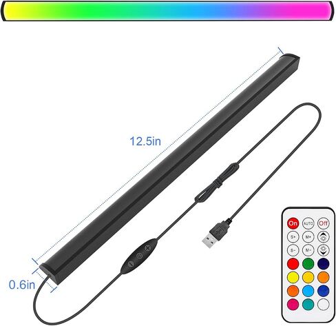 Under Monitor Light Bar, RGB Screenbar Light Desk Lamp Computer, Dimmable LED with Dynamic Rainbow Effect, Gaming USB Powered, Remote Control Color Changing, Adjustable Brightness and Speed in Saudi Arabia