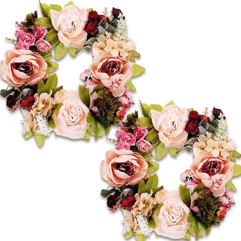 Artificial Peony Flower Wreath Vintage Blooming Silk Peonies Spring Summer Fall Floral Flower Wreaths for Peonies Wreaths for Outdoor Indoor Wedding Wall Window Decor(20 Inch, 1 Pcs) in Saudi Arabia