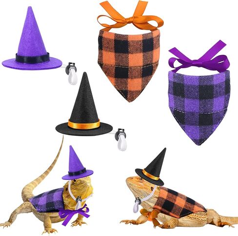 4 قطع أزياء الهالوين التنين الملتحي السحلية قبعات الهالوين عصابات الهالوين أزياء السحلية للفراخ الببغاء الهامستر خنزير غينيا الحيوانات الصغيرة in Kuwait