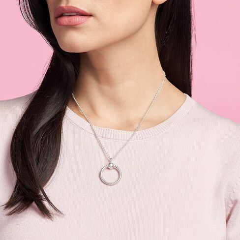Pandora Moments Small O Pendant - Stunning Women's Jewelry - Great Gift for Her - Snake Chain Pendant - Sterling Silver, With Gift Box in Saudi Arabia