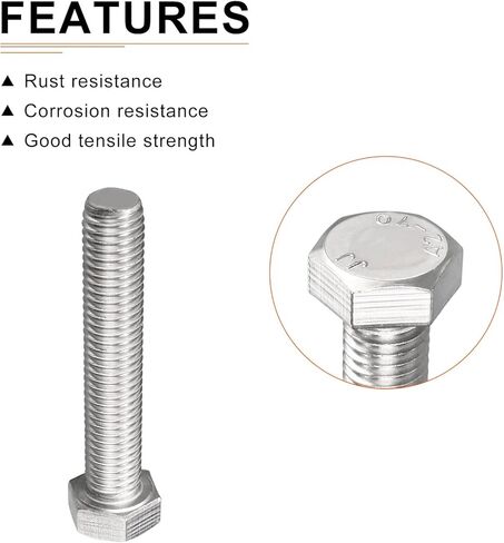M12x60mm(DxH) Hex Bolts - 4Pack - Good for Machine Tools - 304 Stainless Steel Hexagon Head Screws in Kuwait
