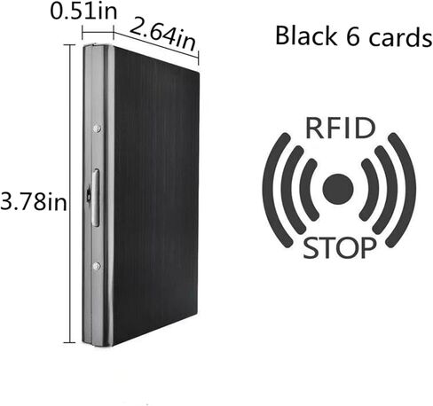 حامل بطاقات الائتمان من الفولاذ المقاوم للصدأ بتقنية RFID، محفظة معدنية رفيعة للرجال والنساء لرخصة القيادة، وبطاقات الهوية، وبطاقات الائتمان، أو بطاقات العمل. (10 بطاقات) (أسود 10 شبكة) in Kuwait