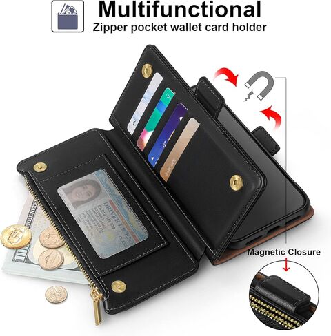 Antsturdy Samsung Galaxy A71 5G Wallet case with Card Holder for Women Men,Galaxy A71 5G Phone case RFID Blocking PU Leather Flip Shockproof Cover with Strap Zipper Credit Card Slots,Wine Red in Kuwait