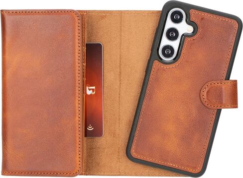 Bayelon Genuine Leather Wallet for S24 Ultra, Tri-Fold Flip Samsung Galaxy S24 Ultra Case, Samsung Galaxy S24 Ultra Detachable Magnetic Wallet Phone Case, S24 Ultra Wallet Case & RFID Block (S.Black) in Kuwait