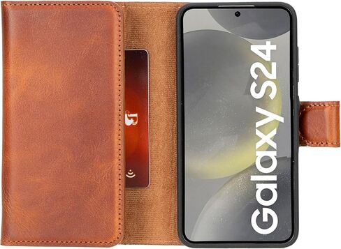 Bayelon Genuine Leather Wallet for S24 Ultra, Tri-Fold Flip Samsung Galaxy S24 Ultra Case, Samsung Galaxy S24 Ultra Detachable Magnetic Wallet Phone Case, S24 Ultra Wallet Case & RFID Block (S.Black) in Kuwait