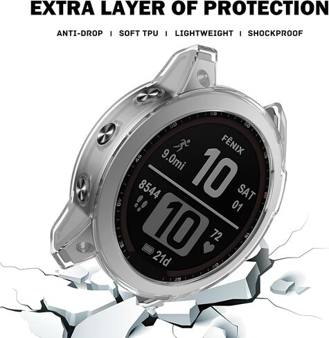 ISABAKE Compatible for Garmin Fenix 7X/Fenix 7X Pro/EPIX Pro 51mm Protective Case Cover, Transparency TPU Protective Case Cover Shell in Saudi Arabia