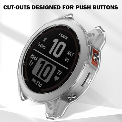 ISABAKE Compatible for Garmin Fenix 7X/Fenix 7X Pro/EPIX Pro 51mm Protective Case Cover, Transparency TPU Protective Case Cover Shell in Saudi Arabia