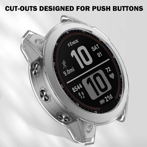 ISABAKE Compatible for Garmin Fenix 7X/Fenix 7X Pro/EPIX Pro 51mm Protective Case Cover, Transparency TPU Protective Case Cover Shell in Saudi Arabia