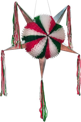 Large Cinco de Mayo Pinata Green, White, Red 5-Point Star Foldable Christmas Pinata Mexican Independence Day Pinata Party Decoration - Fiesta Mexicana 16th of September Piñata para Posada Navidad in Kuwait