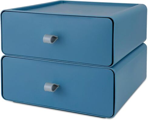 2 Pack Desktop Storage Box Stackable Countertop Drawer Organizer Makeup Large Capacity Storage Organiser for Office, Bathroom, Dorm, Bedroom (Light Green) in Saudi Arabia