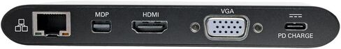 قاعدة توصيل Tripp Lite USB 3.1 Gen 1 USB-C مع USB-A، HDMI، VGA، mDP، جيجابت إيثرنت، بطاقة ذاكرة، 3.5 مم وشحن USB-C PD، USB C، USB نوع C، USB نوع C ( U442-DOCK1) in Kuwait