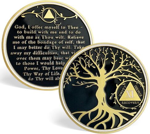 1 Year Sobriety Chip| AA Coins and Medallions| Tree of Life Recovery Medallion Sobriety Gifts for Men Women(Year Ⅰ) in Saudi Arabia