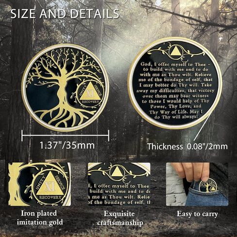 1 Year Sobriety Chip| AA Coins and Medallions| Tree of Life Recovery Medallion Sobriety Gifts for Men Women(Year Ⅰ) in Saudi Arabia