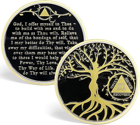 1 Year Sobriety Chip| AA Coins and Medallions| Tree of Life Recovery Medallion Sobriety Gifts for Men Women(Year Ⅰ) in Saudi Arabia