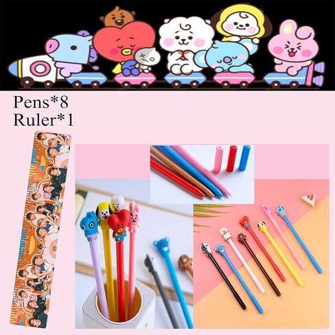 مجموعة هدايا تعليمية ملونة تتضمن أقلامًا وحقيبة، ومسطرة، وقلادة، وأجهزة كمبيوتر محمولة صغيرة، ودبابيس أزرار، وملصقات بطاقات للجيش. in Kuwait