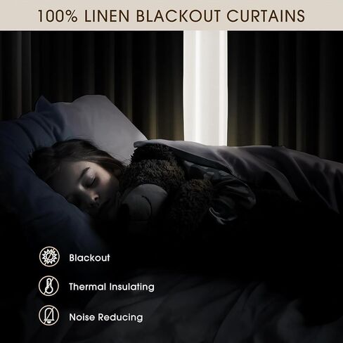Linen Pinch Pleated Curtains Blackout 100% Black Out Curtains 96 Inch Long Pinch Pleat Curtains with Hooks, Thermal Insulated Back Tab Blackout Curtains for Bedroom, W40xL96, Beige White in Saudi Arabia