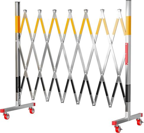 بوابة حاجز أمان صناعية قابلة للتوسيع من MYOYAY، بوابة حاجز أمان معدنية قابلة للطي بطول 9.84 قدم مع سياج متنقل بعجلات، سياج مروري قابل للسحب في الهواء الطلق يتم تجميعه بسهولة in Kuwait