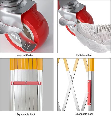 بوابة حاجز أمان صناعية قابلة للتوسيع من MYOYAY، بوابة حاجز أمان معدنية قابلة للطي بطول 9.84 قدم مع سياج متنقل بعجلات، سياج مروري قابل للسحب في الهواء الطلق يتم تجميعه بسهولة in Kuwait