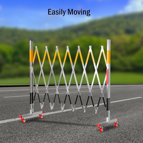 بوابة حاجز أمان صناعية قابلة للتوسيع من MYOYAY، بوابة حاجز أمان معدنية قابلة للطي بطول 9.84 قدم مع سياج متنقل بعجلات، سياج مروري قابل للسحب في الهواء الطلق يتم تجميعه بسهولة in Kuwait