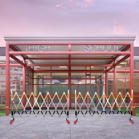 بوابة حاجز أمان صناعية قابلة للتوسيع من MYOYAY، بوابة حاجز أمان معدنية قابلة للطي بطول 9.84 قدم مع سياج متنقل بعجلات، سياج مروري قابل للسحب في الهواء الطلق يتم تجميعه بسهولة in Kuwait