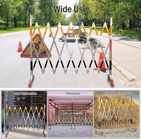 بوابة حاجز أمان صناعية قابلة للتوسيع من MYOYAY، بوابة حاجز أمان معدنية قابلة للطي بطول 9.84 قدم مع سياج متنقل بعجلات، سياج مروري قابل للسحب في الهواء الطلق يتم تجميعه بسهولة in Kuwait