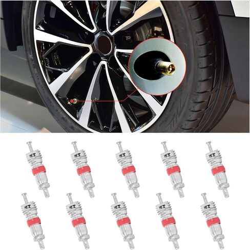 10 PCS Car Tire Valve Stem Cores, Premium TPMS Safe Nickel Plated Auto Valve Cores, Universal Vehicle Tire Repair Valves for Cars, SUVs, Bicycles, Trucks, Motorcycles in Saudi Arabia