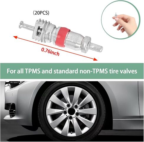 10 PCS Car Tire Valve Stem Cores, Premium TPMS Safe Nickel Plated Auto Valve Cores, Universal Vehicle Tire Repair Valves for Cars, SUVs, Bicycles, Trucks, Motorcycles in Saudi Arabia
