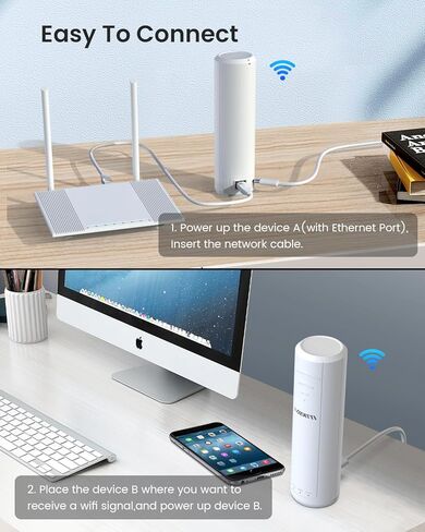 DEATTI 2023 نسخة محدثة من موسع/مكرر WiFi، يعزز ما يصل إلى 12000 قدم مربع، معزز إشارة موسع WiFi، معزز الإنترنت مع منفذ إيثرنت، سهل الإعداد معزز الإشارة اللاسلكية المنزلية in Kuwait