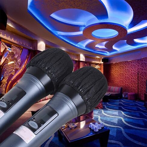 140 Pieces Disposable Microphone Cover Non-Woven Microphone Cover Windscreen Mic Cover Protective Cap for KTV Recording Room News Gathering, 3 Inch (Black) in Saudi Arabia