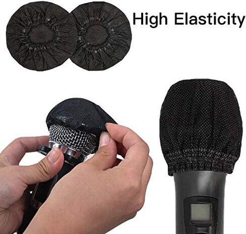 140 Pieces Disposable Microphone Cover Non-Woven Microphone Cover Windscreen Mic Cover Protective Cap for KTV Recording Room News Gathering, 3 Inch (Black) in Saudi Arabia