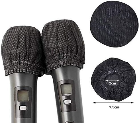 140 Pieces Disposable Microphone Cover Non-Woven Microphone Cover Windscreen Mic Cover Protective Cap for KTV Recording Room News Gathering, 3 Inch (Black) in Saudi Arabia