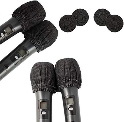140 Pieces Disposable Microphone Cover Non-Woven Microphone Cover Windscreen Mic Cover Protective Cap for KTV Recording Room News Gathering, 3 Inch (Black) in Saudi Arabia