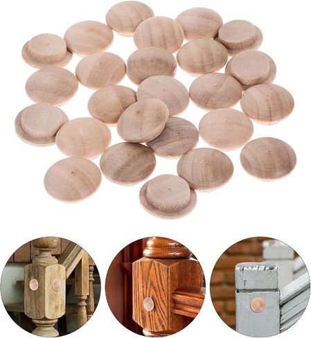 UKCOCO 25Pcs Wood Hole Plugs, 1 inch Stair Cover Plugs Button Screw Plugs Wood Dowel Stopper Mushroom Plugs Bamboo Cap Furniture Decor for Woodworking in Saudi Arabia