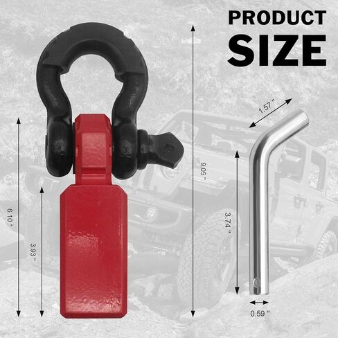 جهاز استقبال وصلة القيد يناسب 2 بوصة، كتلة استقبال وصلة وصل بقوة كسر 33.075 رطل مع دبوس لولبي 5/8 بوصة، وأغلال حلقية على شكل حرف D 3/4 بوصة لقطر الشاحنة (أسود وأسود) in Kuwait