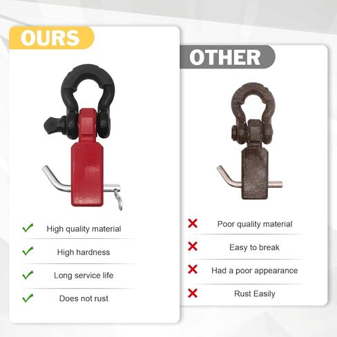 جهاز استقبال وصلة القيد يناسب 2 بوصة، كتلة استقبال وصلة وصل بقوة كسر 33.075 رطل مع دبوس لولبي 5/8 بوصة، وأغلال حلقية على شكل حرف D 3/4 بوصة لقطر الشاحنة (أسود وأسود) in Kuwait