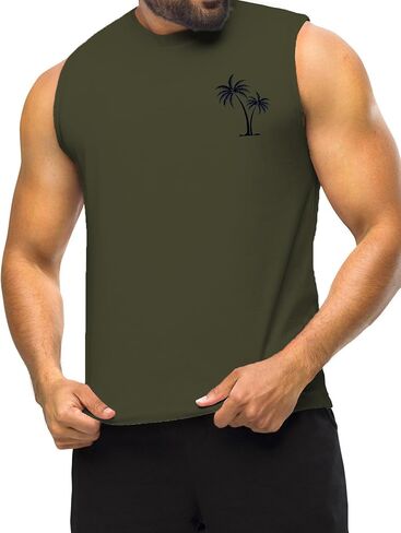 Men Tank Tops Beach Palm Tree Shirt Hawaiian Vintage Graphic Sleeveless Shirt in Saudi Arabia