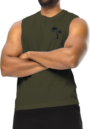 Men Tank Tops Beach Palm Tree Shirt Hawaiian Vintage Graphic Sleeveless Shirt in Saudi Arabia