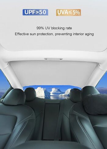 Didida Model 3 Roof Window Sunshade for Tesla - Upgraded Electrostatic Adsorption Type Protection Effectively Heat Insulation for Model 3 2023 2022 2021, Beige in Saudi Arabia