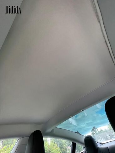 Didida Model 3 Roof Window Sunshade for Tesla - Upgraded Electrostatic Adsorption Type Protection Effectively Heat Insulation for Model 3 2023 2022 2021, Beige in Saudi Arabia