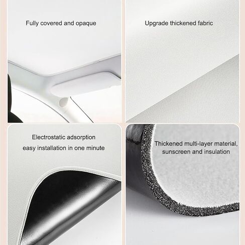 Didida Model 3 Roof Window Sunshade for Tesla - Upgraded Electrostatic Adsorption Type Protection Effectively Heat Insulation for Model 3 2023 2022 2021, Beige in Saudi Arabia