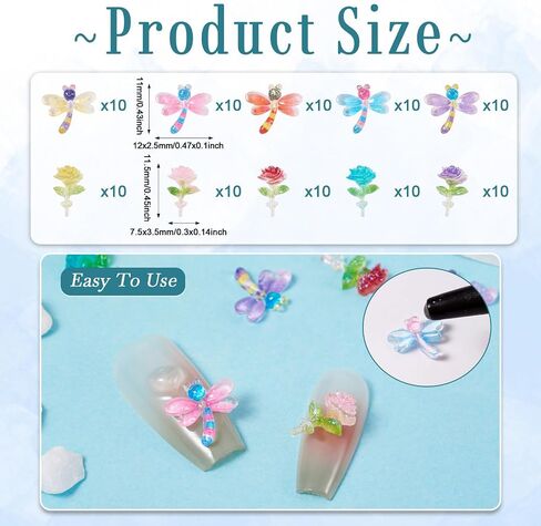 Pandahall 100Pcs Mini Resin Flower Dragonfly Cabochons Flatback Floral Resin Beads Scrapbooking Accessories 10 Styles for Jewelry Making Hair Ornaments Nail Decoration in Kuwait