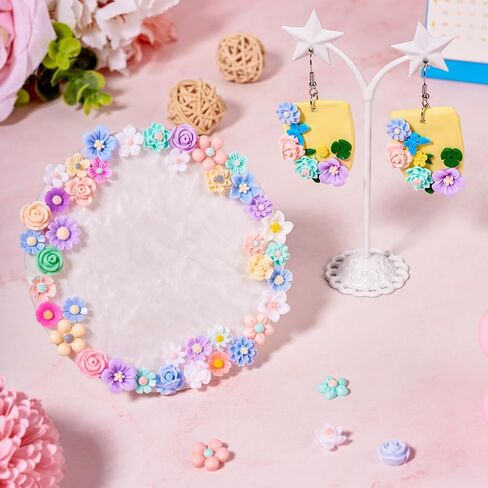 Pandahall 100Pcs Mini Resin Flower Dragonfly Cabochons Flatback Floral Resin Beads Scrapbooking Accessories 10 Styles for Jewelry Making Hair Ornaments Nail Decoration in Kuwait