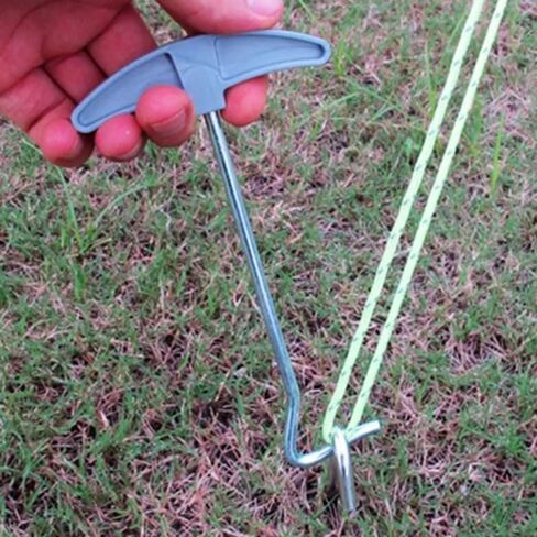 خيمة وتد الأظافر بولير مزيل وتد الخيمة مع مقبض بلاستيكي وتد الخيمة أداة سحب الأظافر لمختلف الأظافر والحدائق والمرافق الترفيهية (رمادي)-قطعة واحدة in Kuwait