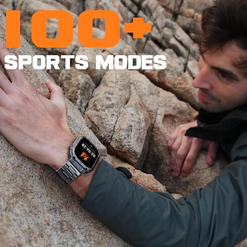 ساعة ذكية، ساعة ذكية مقاس 2 بوصة لهواتف Android، ساعة ذكية متينة مقاومة للماء حتى 100 متر مع مكالمة بلوتوث (الرد/الاتصال الهاتفي) عمر البطارية 70 يومًا، 100+ أوضاع رياضية لمعدل ضربات القلب وضغط الدم in Kuwait