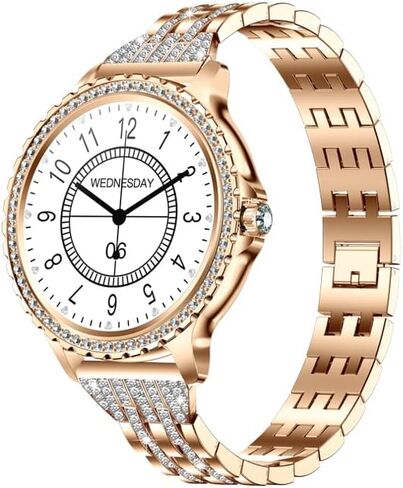 Lady's Fashion Smartwatch BT Call 1.32inch Round Screen Health Monitoring Fitness Tracker Waterproof AI Voice Assistant Women's i58 Smart Watch Synthetic Diamond Band (Gold) in Kuwait