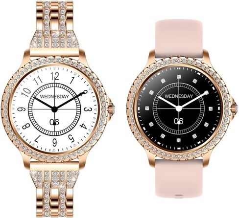 Lady's Fashion Smartwatch BT Call 1.32inch Round Screen Health Monitoring Fitness Tracker Waterproof AI Voice Assistant Women's i58 Smart Watch Synthetic Diamond Band (Gold) in Kuwait