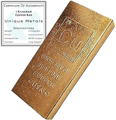 1 كيلو من سبائك النحاس ثقالة الورق - 999 تصميم عنصر الكيمياء النقي مع شهادة توثيق البرامج من شركة Unique Metals in Kuwait