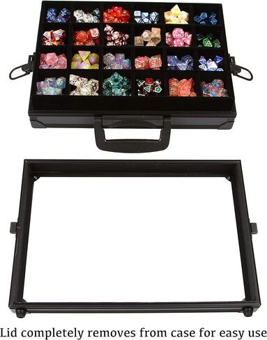Forged Dice Co. Dice Display Case and Rolling Tray with 2 Removable Divided Dice Trays - Storage Box Holds up to 480 Metal or Plastic Polyhedral Dice Sets - Great for Dice Collectors or RPG D&D Games in Kuwait